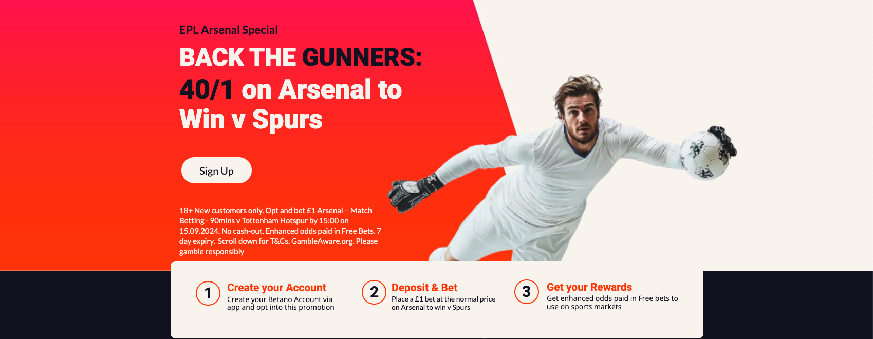 Betano Welcome Offer: Get 40/1 On Arsenal To Win vs Spurs